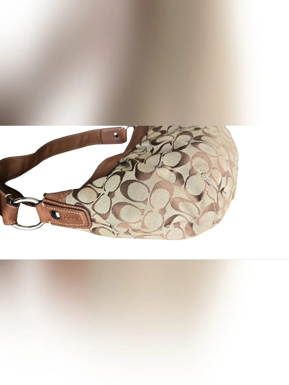 Coach Vintage Y2K Brown Signature Canvas and Leather Large Hobo Shoulder Bag - Picture 4 of 12